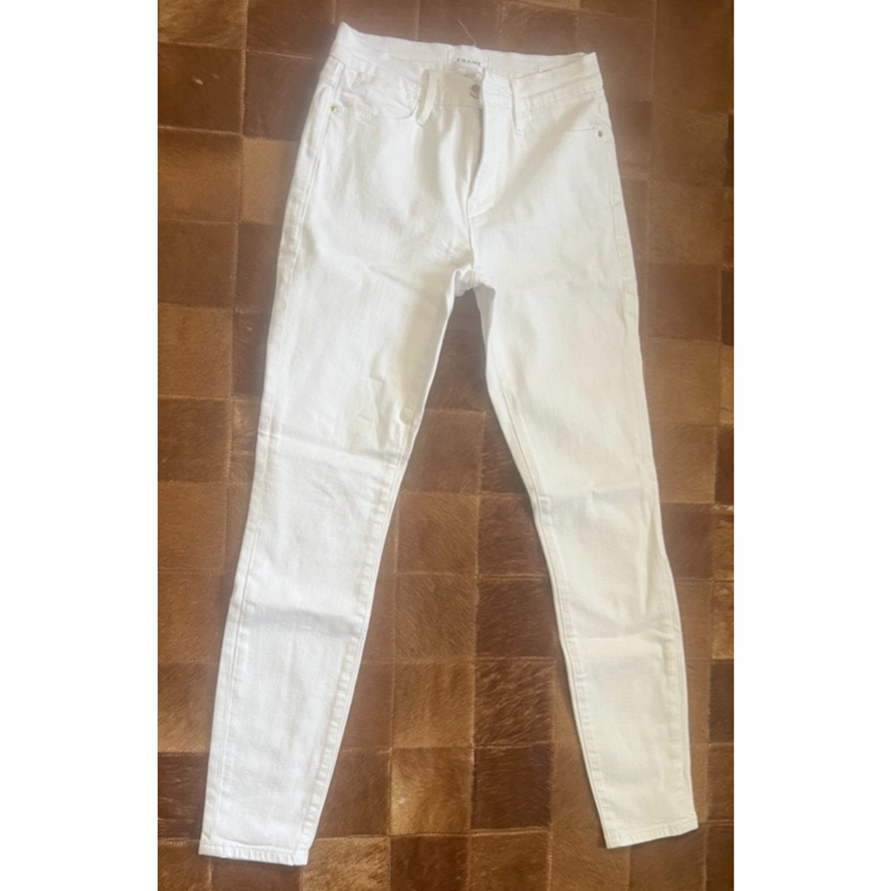 Frame Size 25X28 Women's Le High Skinny White Denim Jeans USA Made